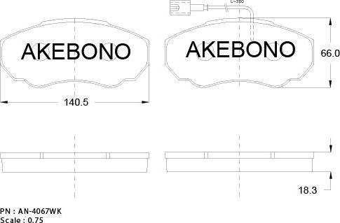 Akebono AN-4067WKE - Kit pastiglie freno, Freno a disco autozon.pro