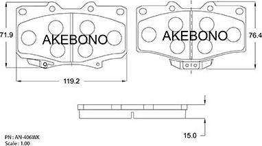 Akebono AN-406WK - Kit pastiglie freno, Freno a disco autozon.pro