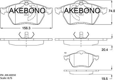 Akebono AN-4005K - Kit pastiglie freno, Freno a disco autozon.pro