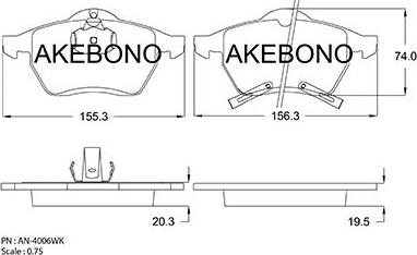 Akebono AN-4006WKE - Kit pastiglie freno, Freno a disco autozon.pro