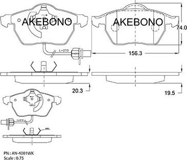 Akebono AN-4001WKE - Kit pastiglie freno, Freno a disco autozon.pro