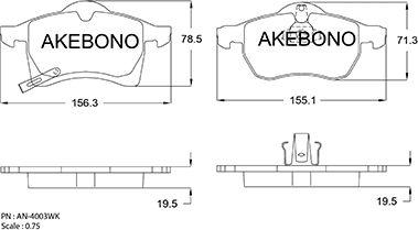 Akebono AN-4003WK - Kit pastiglie freno, Freno a disco autozon.pro