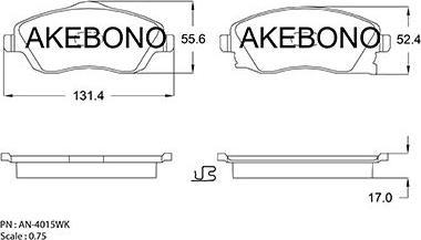 Akebono AN-4015WKE - Kit pastiglie freno, Freno a disco autozon.pro