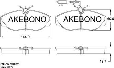 Akebono AN-4016WKE - Kit pastiglie freno, Freno a disco autozon.pro