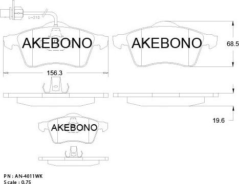 Akebono AN-4011WKE - Kit pastiglie freno, Freno a disco autozon.pro