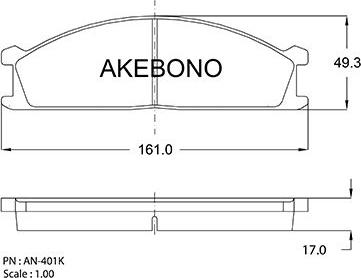 Akebono AN-401KE - Kit pastiglie freno, Freno a disco autozon.pro