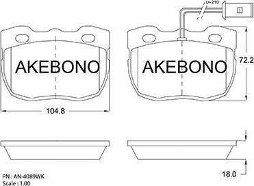 Akebono AN-4089WKE - Kit pastiglie freno, Freno a disco autozon.pro