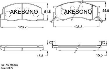 Akebono AN-408WKE - Kit pastiglie freno, Freno a disco autozon.pro