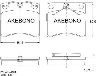 Akebono AN-4036KE - Kit pastiglie freno, Freno a disco autozon.pro