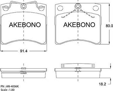 Akebono AN-4036K - Kit pastiglie freno, Freno a disco autozon.pro