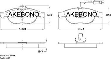 Akebono AN-4038WKE - Kit pastiglie freno, Freno a disco autozon.pro