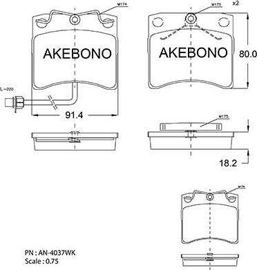 Akebono AN-4037WKE - Kit pastiglie freno, Freno a disco autozon.pro