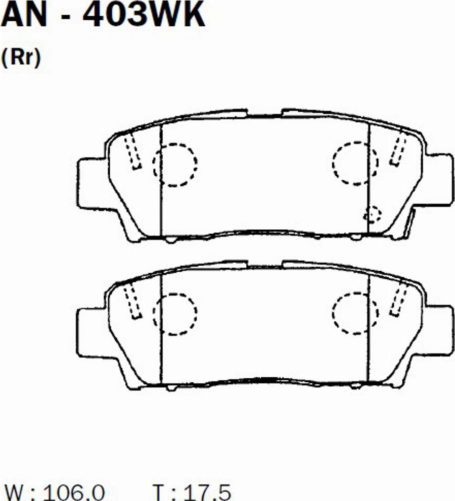 Akebono AN-403WK - Kit pastiglie freno, Freno a disco autozon.pro