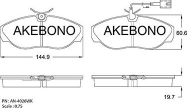 Akebono AN-4026WKE - Kit pastiglie freno, Freno a disco autozon.pro