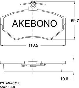 Akebono AN-4021K - Kit pastiglie freno, Freno a disco autozon.pro