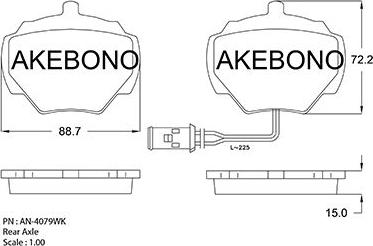 Akebono AN-4079WKE - Kit pastiglie freno, Freno a disco autozon.pro