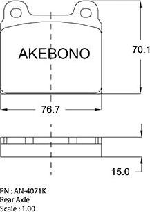 Akebono AN-4071KE - Kit pastiglie freno, Freno a disco autozon.pro