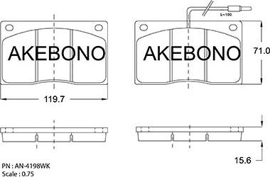 Akebono AN-4198WKE - Kit pastiglie freno, Freno a disco autozon.pro