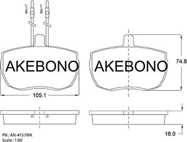 Akebono AN-4157WKE - Kit pastiglie freno, Freno a disco autozon.pro