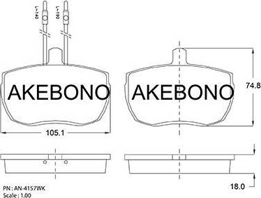 Akebono AN-4157WK - Kit pastiglie freno, Freno a disco autozon.pro