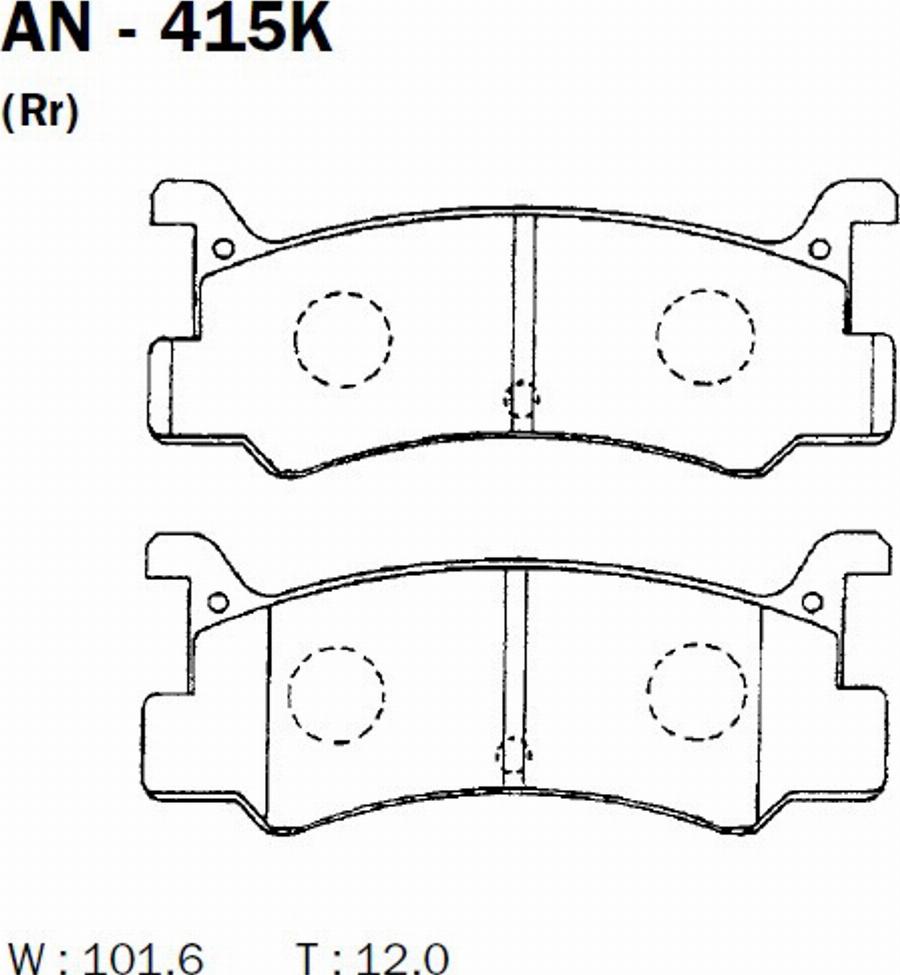 Akebono AN-415K - Kit pastiglie freno, Freno a disco autozon.pro