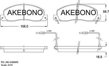 Akebono AN-4188WKE - Kit pastiglie freno, Freno a disco autozon.pro