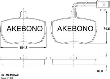 Akebono AN-4183WKE - Kit pastiglie freno, Freno a disco autozon.pro