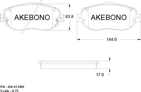 Akebono AN-413WKE - Kit pastiglie freno, Freno a disco autozon.pro