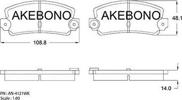 Akebono AN-4121WK - Kit pastiglie freno, Freno a disco autozon.pro