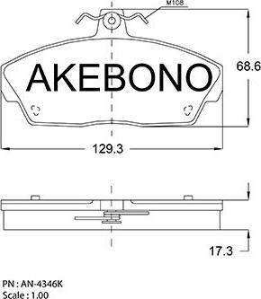 Akebono AN-4346KE - Kit pastiglie freno, Freno a disco autozon.pro