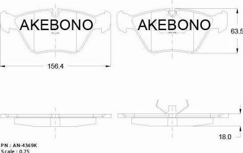 Akebono AN-4369K - Kit pastiglie freno, Freno a disco autozon.pro