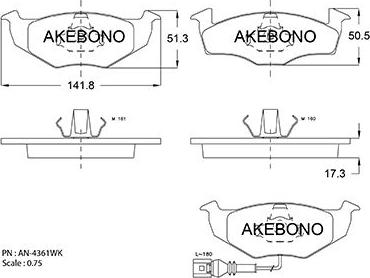 Akebono AN-4361WKE - Kit pastiglie freno, Freno a disco autozon.pro