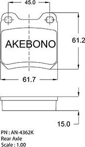 Akebono AN-4362K - Kit pastiglie freno, Freno a disco autozon.pro