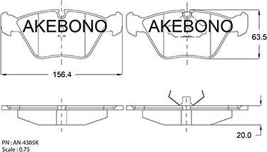 Akebono AN-4305KE - Kit pastiglie freno, Freno a disco autozon.pro