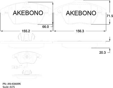 Akebono AN-4306WKE - Kit pastiglie freno, Freno a disco autozon.pro