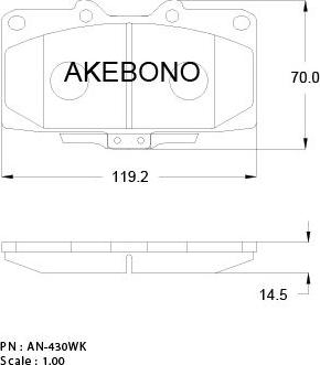 Akebono AN-430WKE - Kit pastiglie freno, Freno a disco autozon.pro