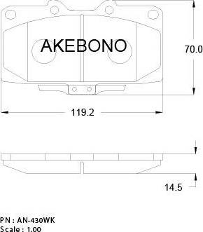 Akebono AN-430WK - Kit pastiglie freno, Freno a disco autozon.pro