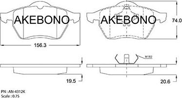 Akebono AN-4312KE - Kit pastiglie freno, Freno a disco autozon.pro