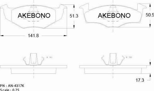 Akebono AN-4317K - Kit pastiglie freno, Freno a disco autozon.pro