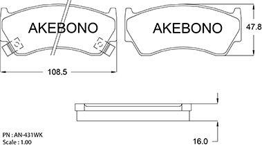 Akebono AN-431WK - Kit pastiglie freno, Freno a disco autozon.pro