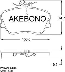 Akebono AN-4384K - Kit pastiglie freno, Freno a disco autozon.pro