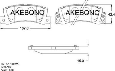 Akebono AN-438WKE - Kit pastiglie freno, Freno a disco autozon.pro