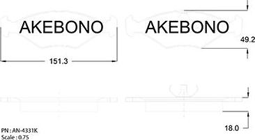 Akebono AN-4331K - Kit pastiglie freno, Freno a disco autozon.pro