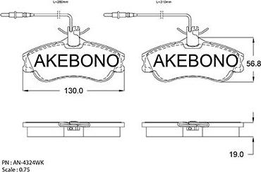 Akebono AN-4324WKE - Kit pastiglie freno, Freno a disco autozon.pro