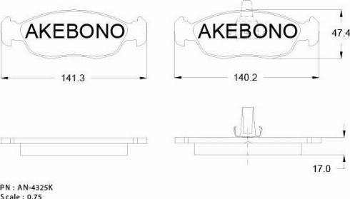 Akebono AN-4325KE - Kit pastiglie freno, Freno a disco autozon.pro