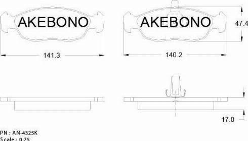 Akebono AN-4325K - Kit pastiglie freno, Freno a disco autozon.pro