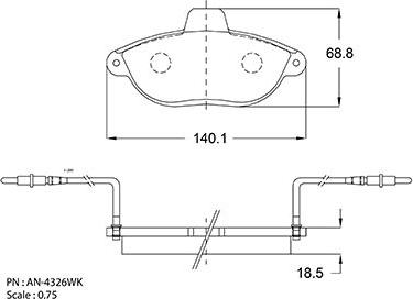 Akebono AN-4326WKE - Kit pastiglie freno, Freno a disco autozon.pro