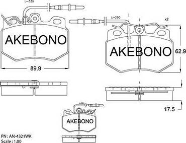 Akebono AN-4321WK - Kit pastiglie freno, Freno a disco autozon.pro