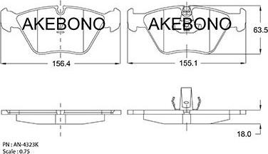 Akebono AN-4323KE - Kit pastiglie freno, Freno a disco autozon.pro