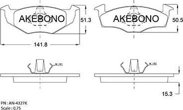 Akebono AN-4327K - Kit pastiglie freno, Freno a disco autozon.pro